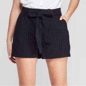 A New Day Women's Plus Size Black High Rise Eyelet Shorts - NWT
